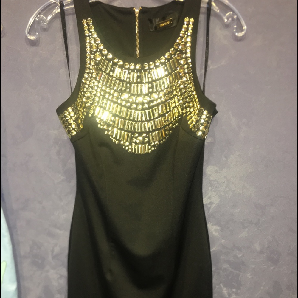 Black and gold cocktail dress
